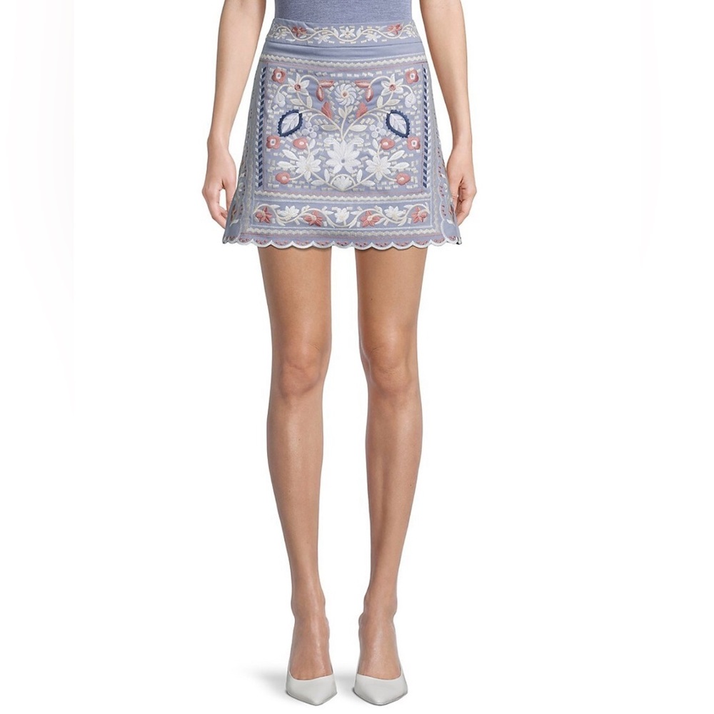 Jacquie The Label Women's Garcelle Embroidered Mini Skirt, Size Large